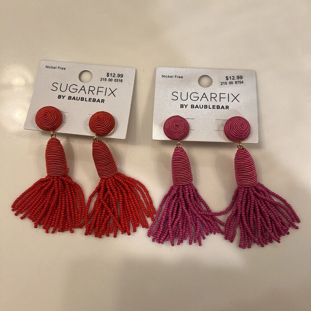 SUGARFIX by BaubleBar Threaded Tassel Earrings Ivory
